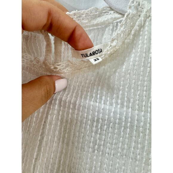 Tularosa Clayton Embroidered Eyelet Flutter Sleeve Mini Shift Dress White XS - Picture 6 of 8